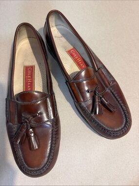 Cole Haan Men’s Dark Brown Leather Tassel Penny Loafers